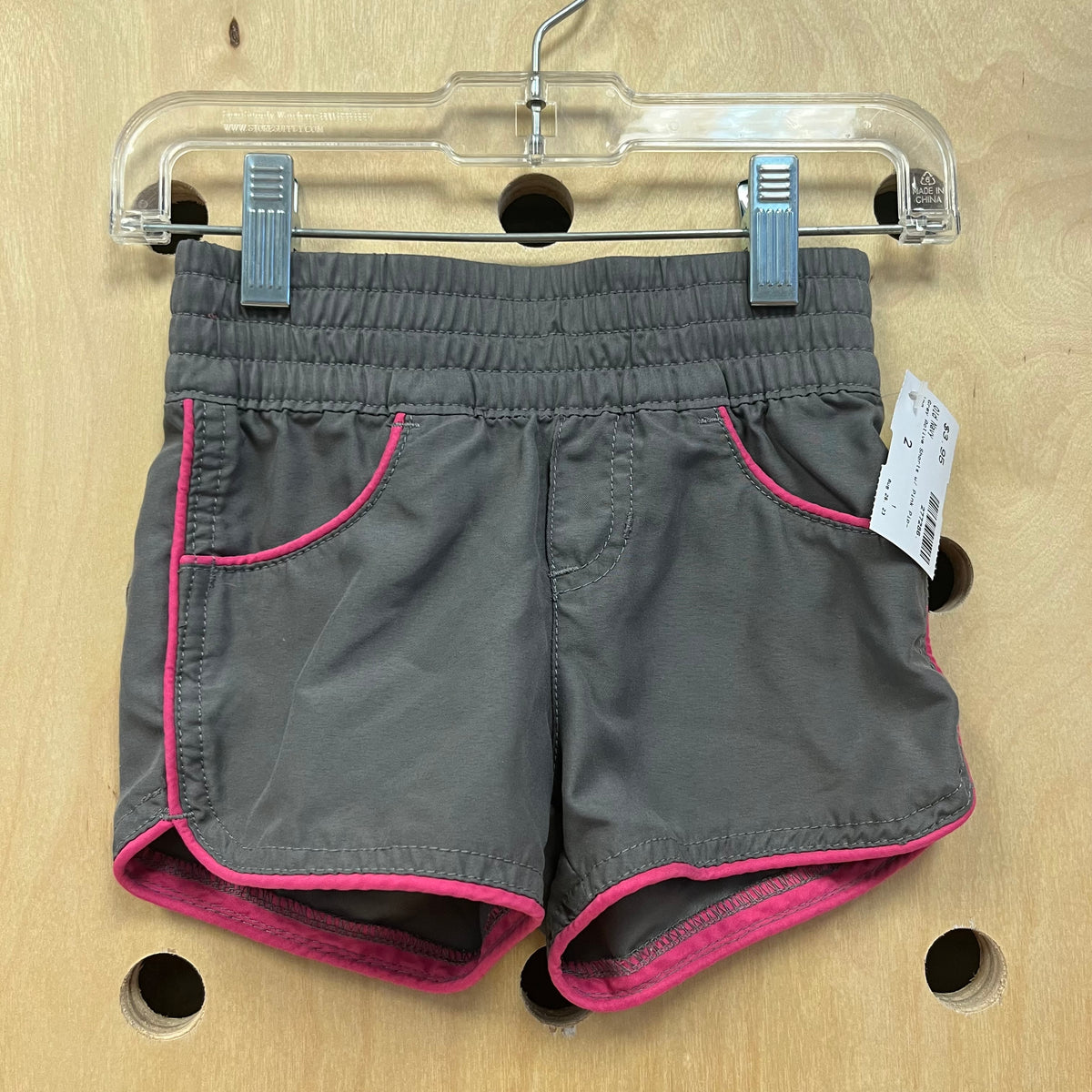 Grey Active Shorts w/ Pink Piping