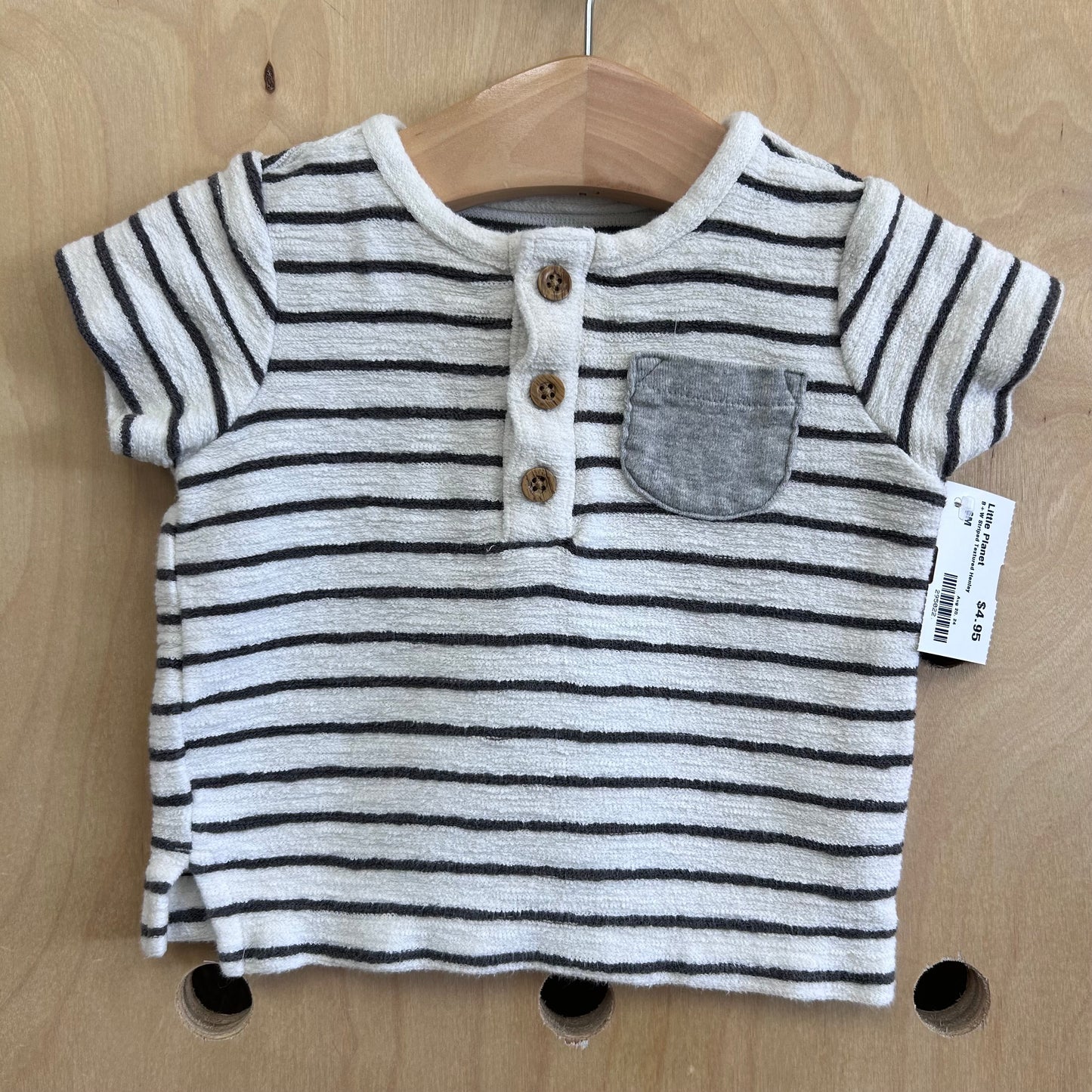 B+W Striped Textured Henley