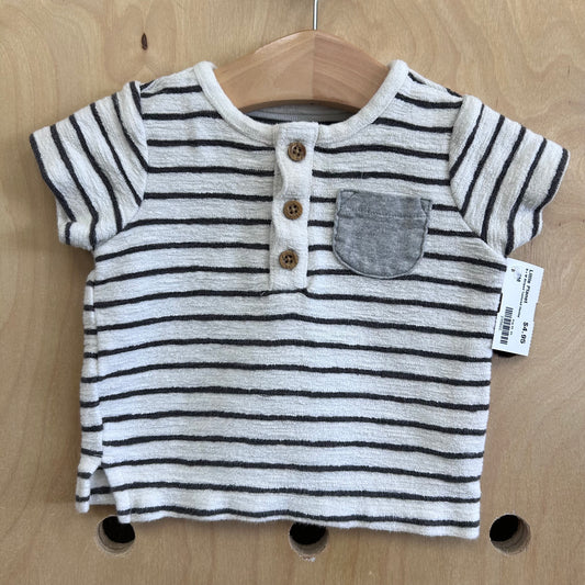 B+W Striped Textured Henley