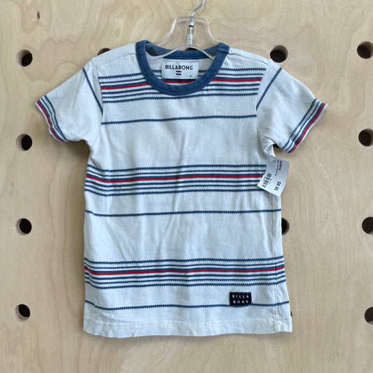Beige + Blue Striped Tee