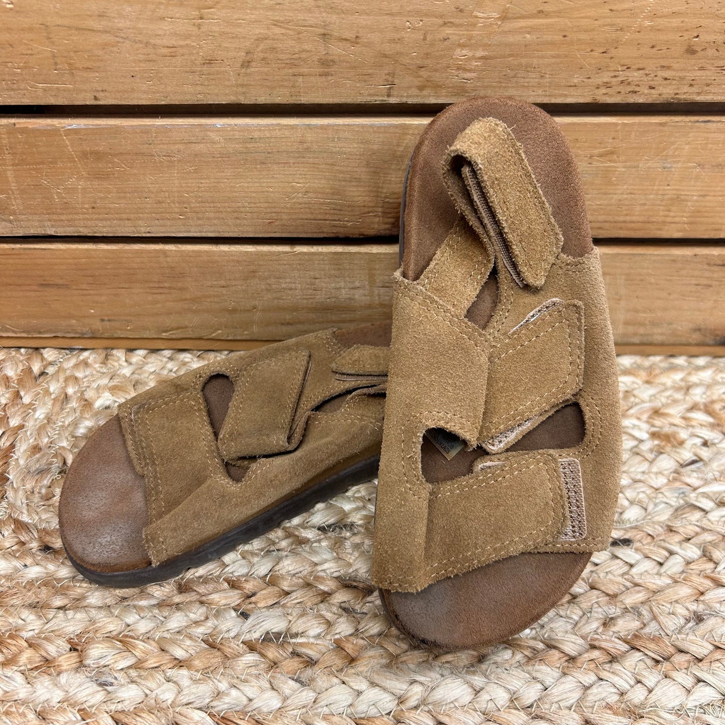 Brown Suede Slide Sandals