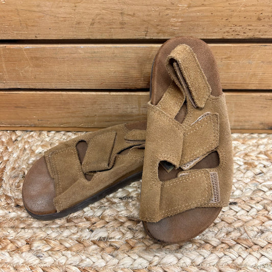 Brown Suede Slide Sandals