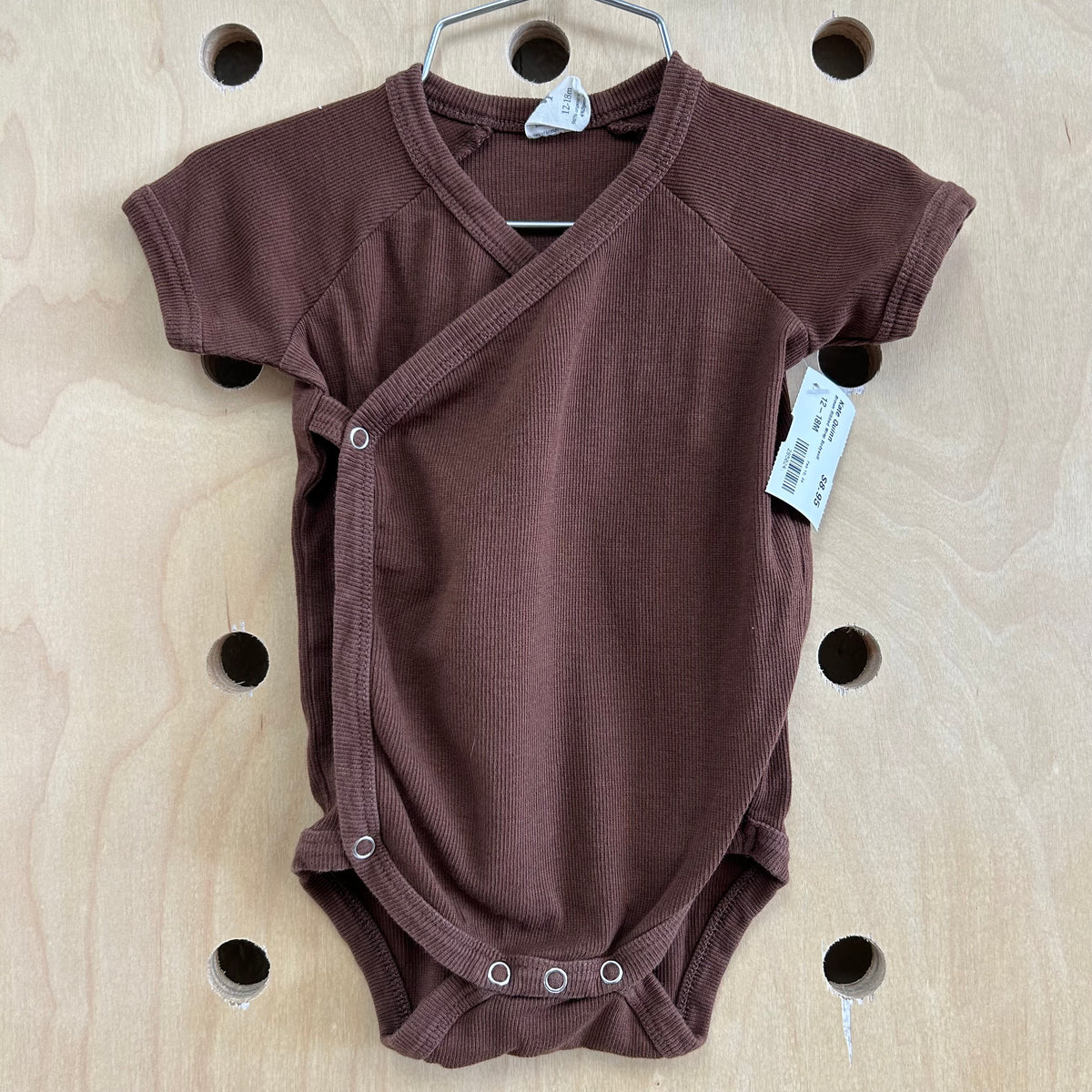 Brown Ribbed Wrap Bodysuit
