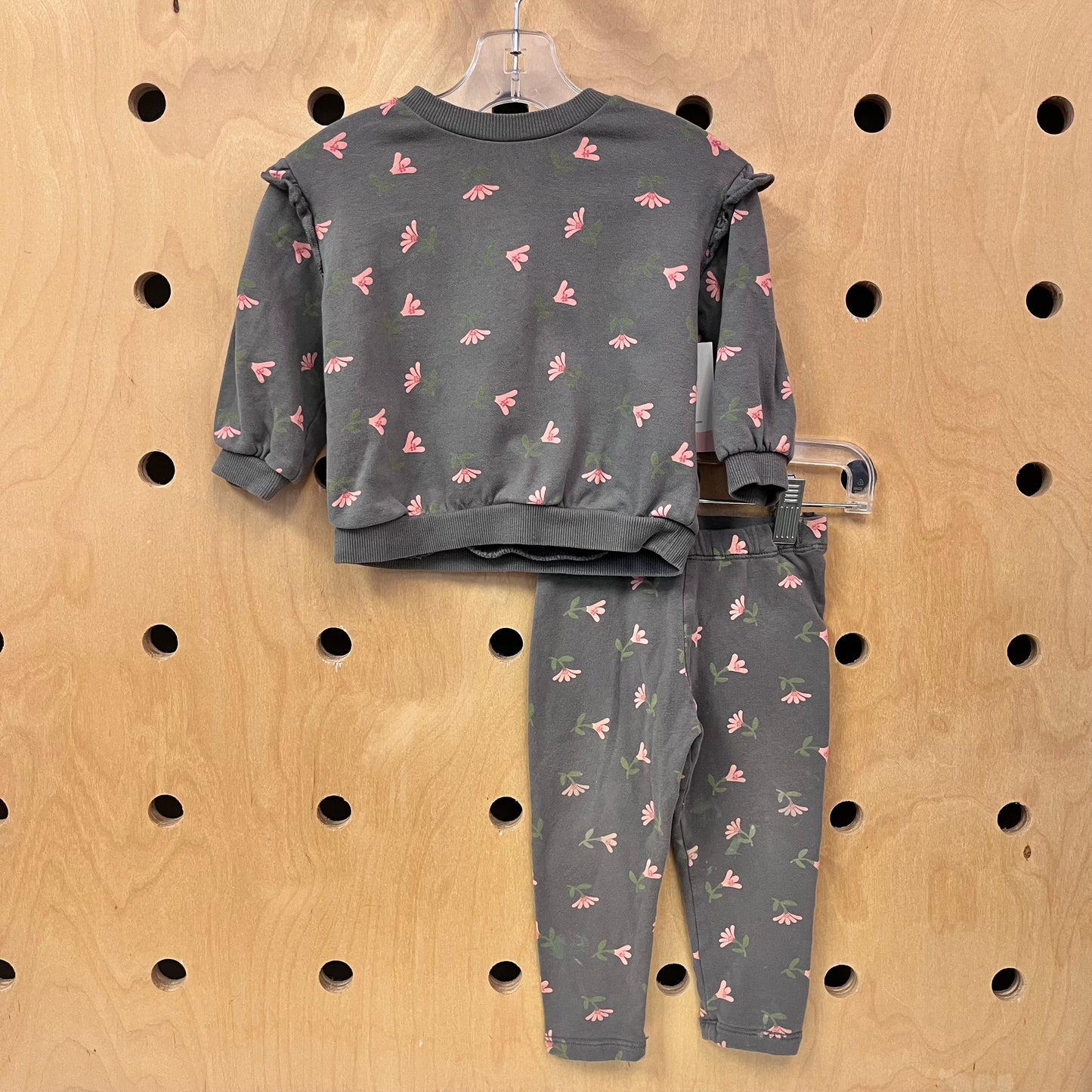 Grey Floral Sweatshirt & Leggings