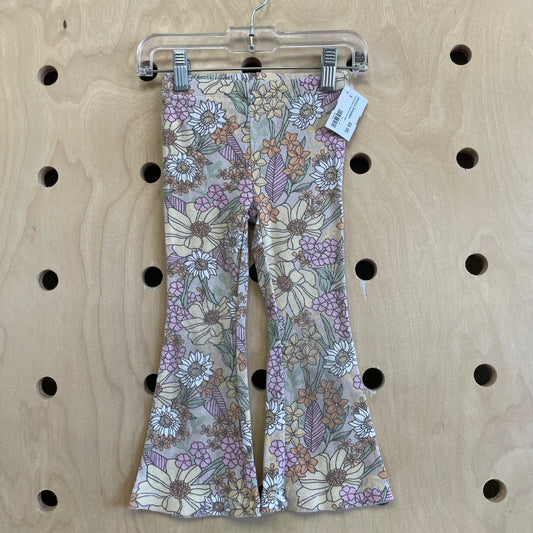 Flared Floral Ribbed Leggings