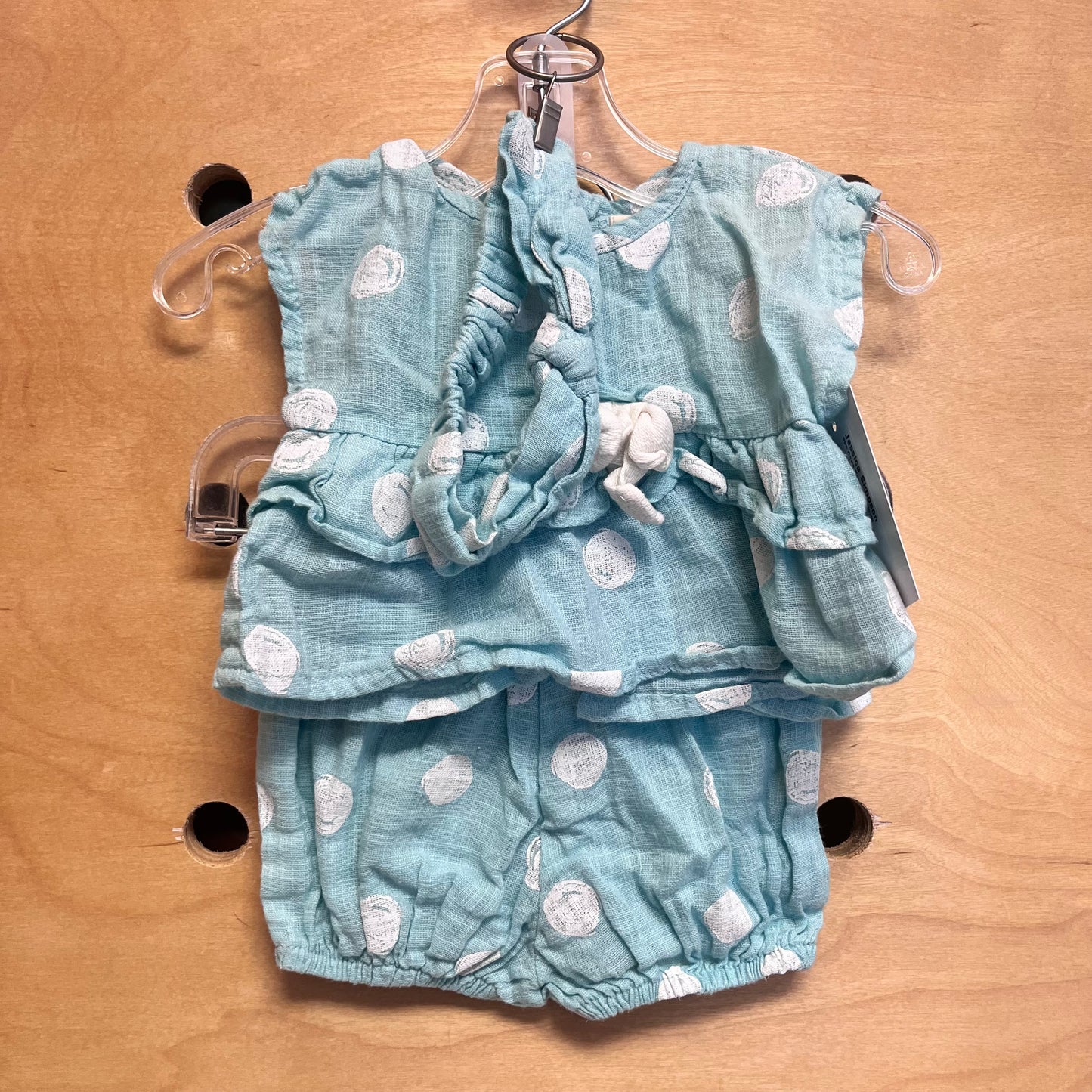 3pc Aqua Polka Dot Outfit
