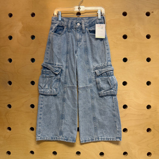 Light Wash Wide Leg Cargo Pants