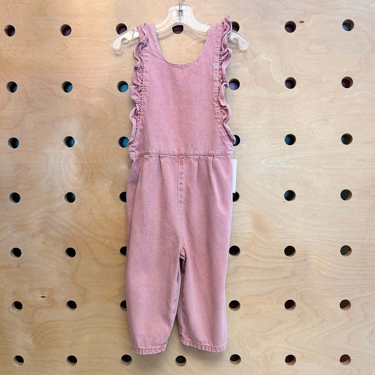 Pink Denim Pinafore Overalls