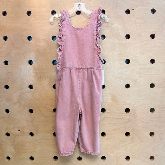 Pink Denim Pinafore Overalls