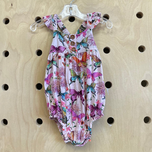Pink Butterflies Bubble Bamboo Romper