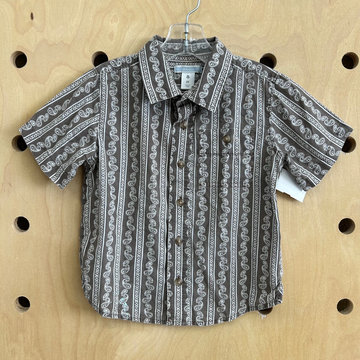 Brown Paisley Button Up Shirt