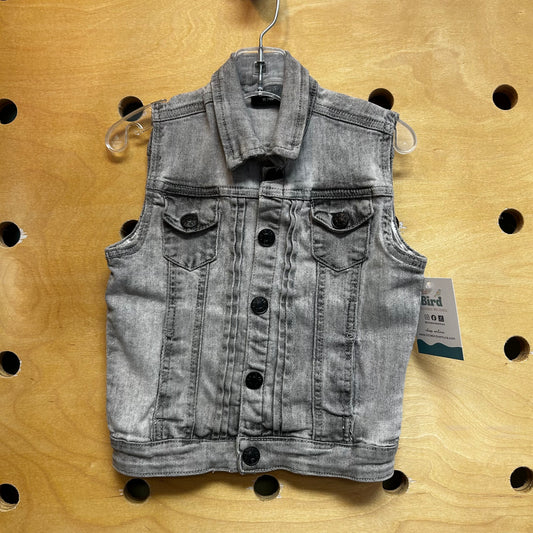Grey Denim Snap Vest