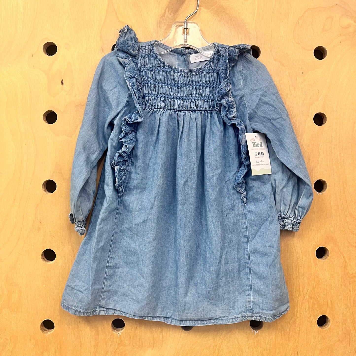 Smocked ChambrayRuffle  Dress