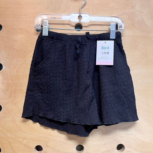 Black Textured Drawstring Shorts