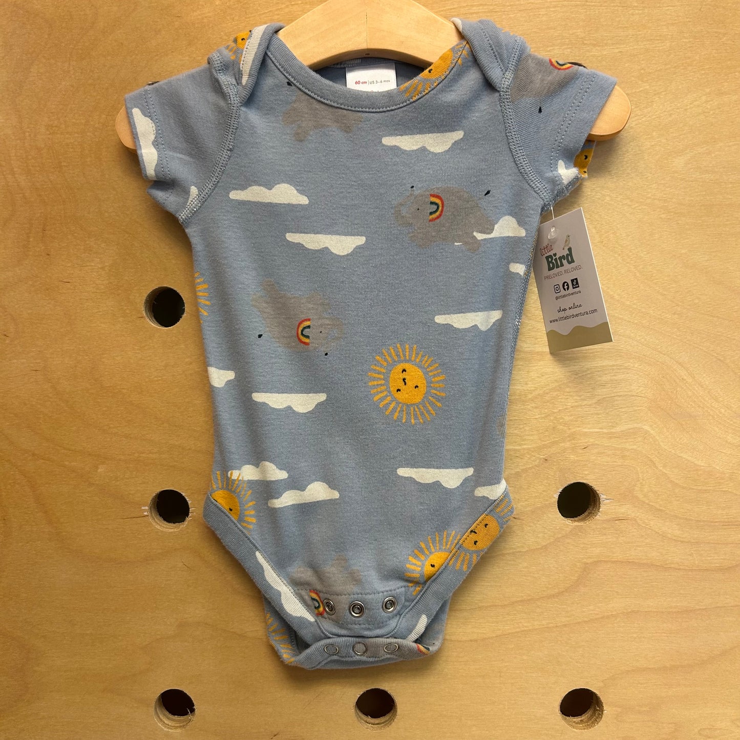 Organic Rainbow Elephants Bodysuit