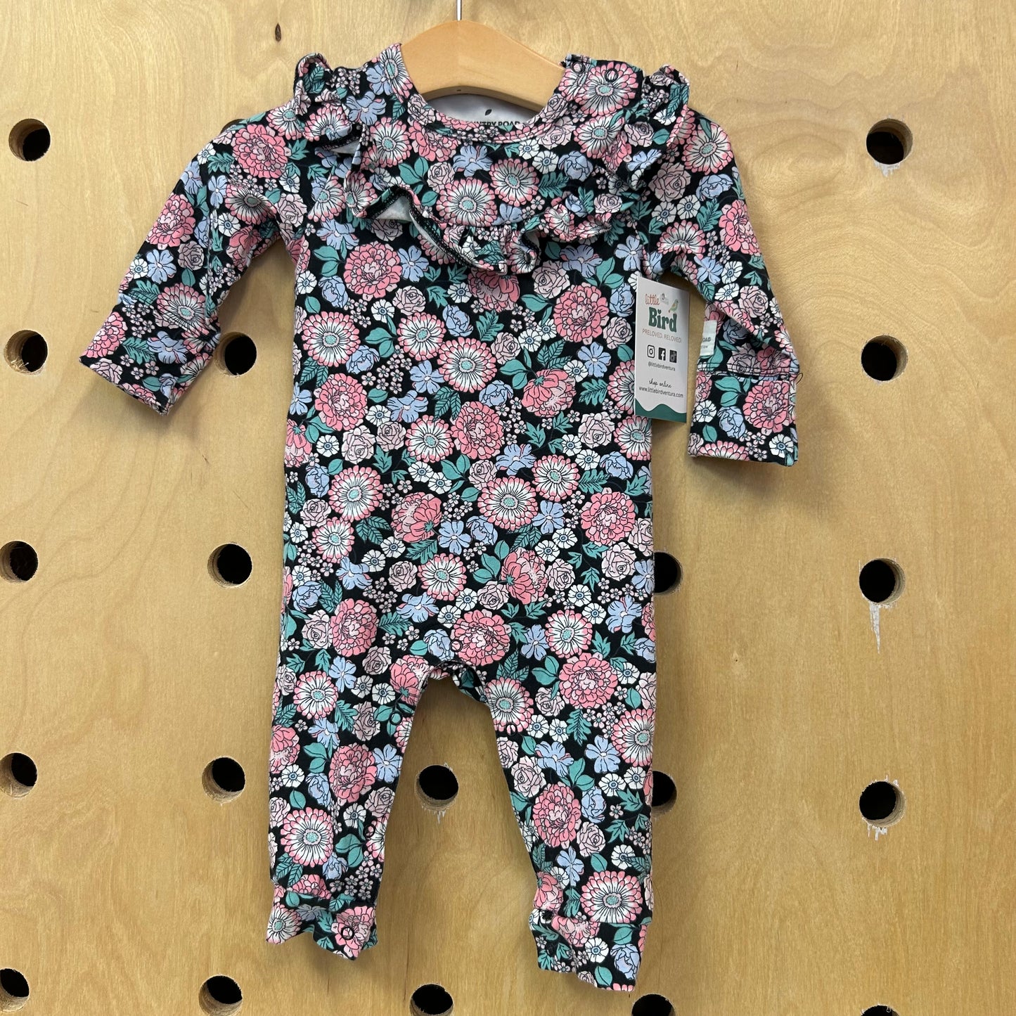 Organic Black Floral Romper