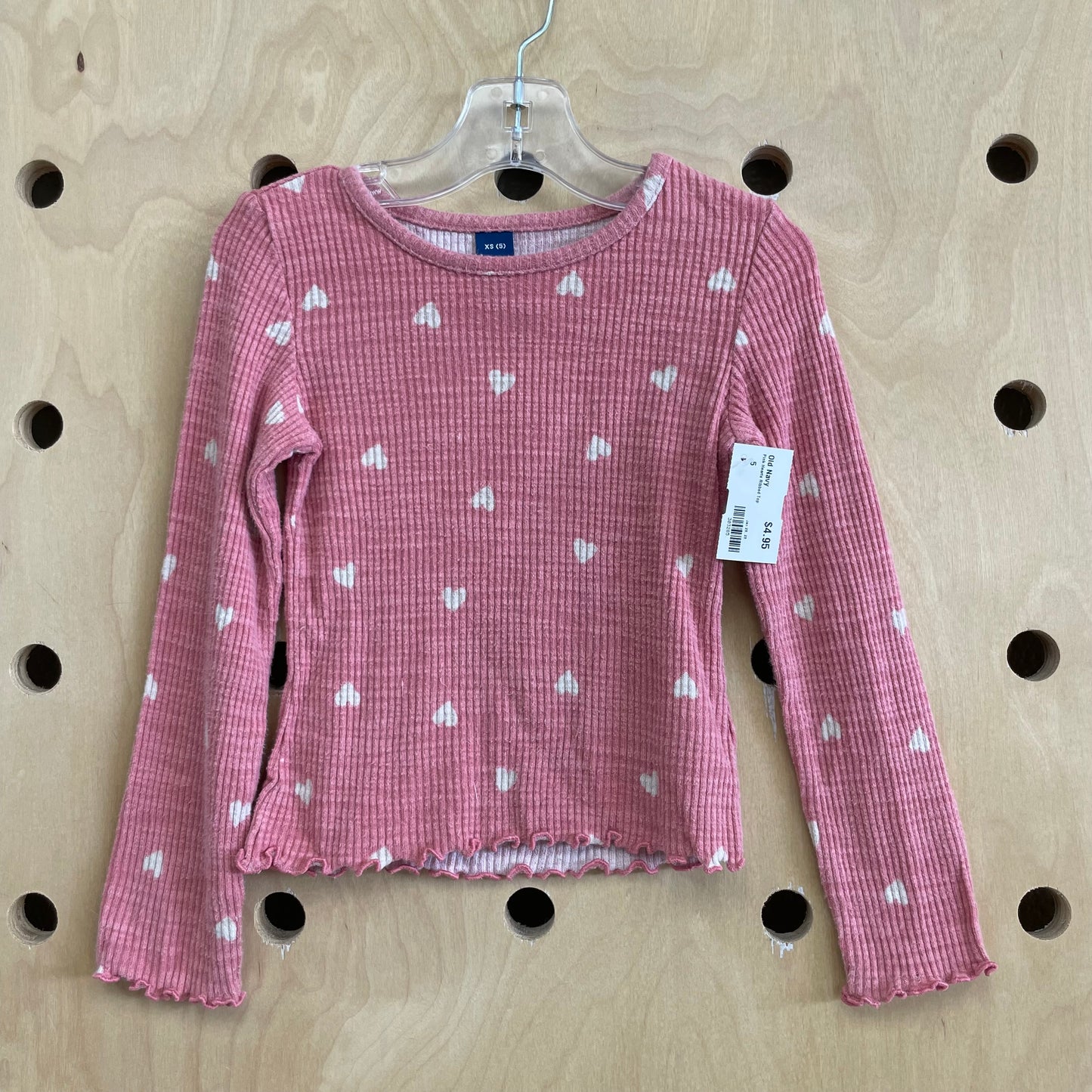 Pink Hearts Ribbed Top