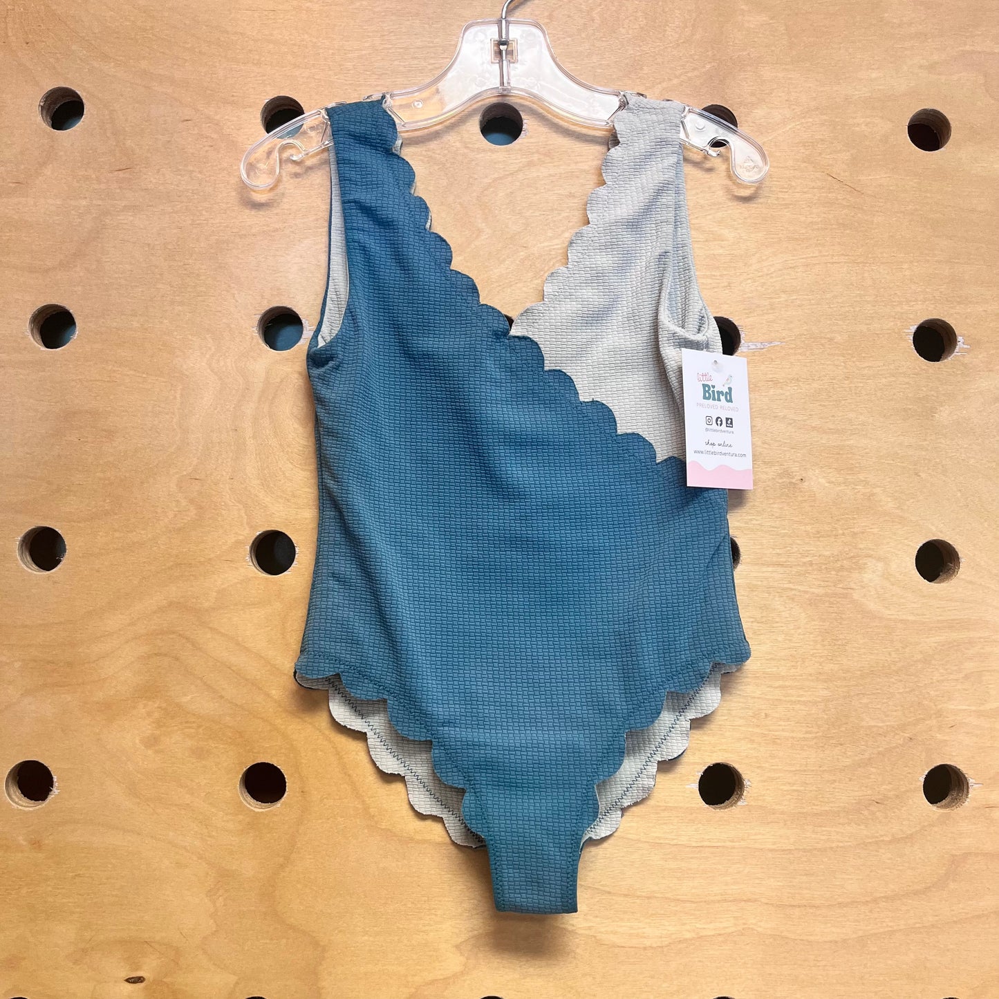 Two-Toned Blue Scalloped Swimsuit