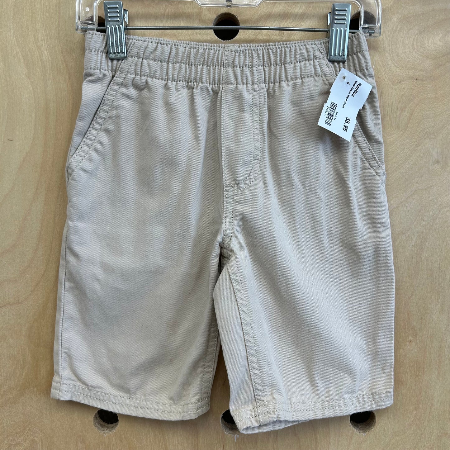 Khaki Elastic Waist Shorts