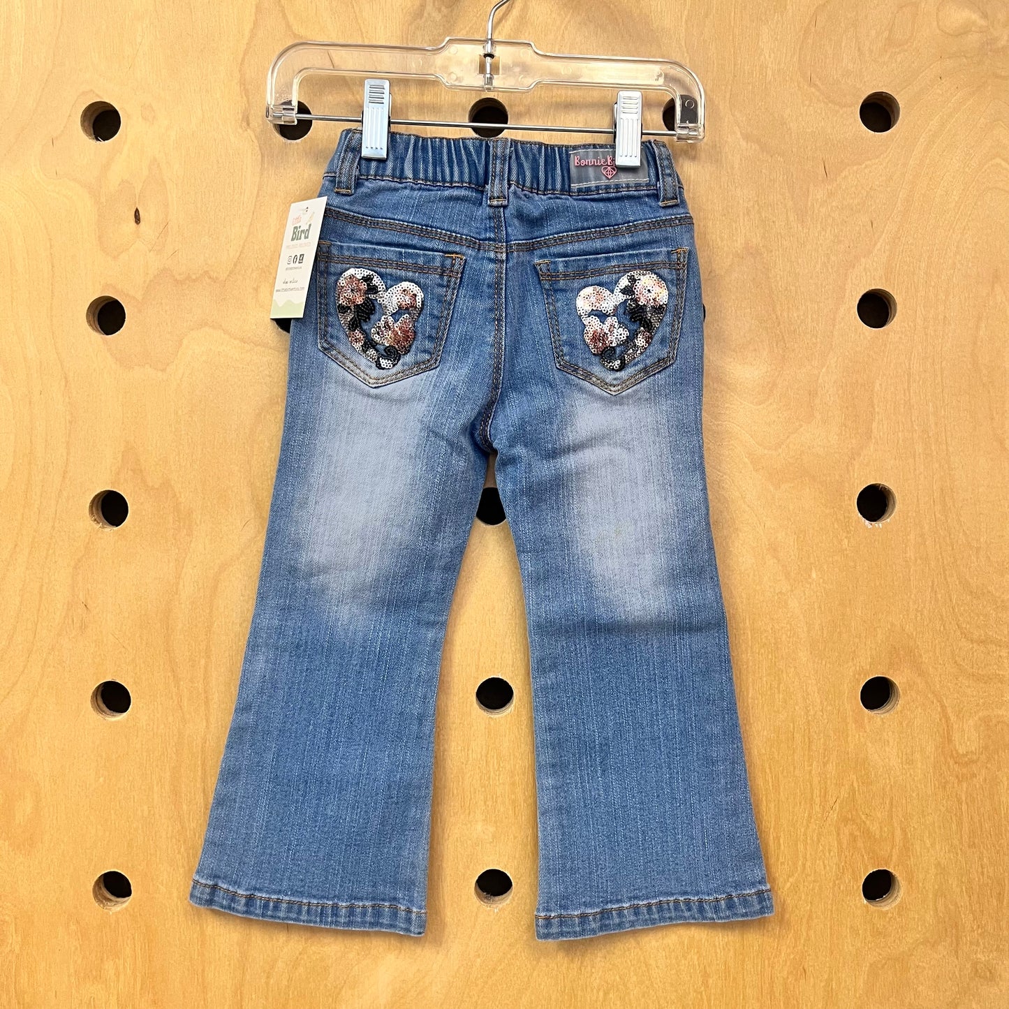 Sequin Heart Pocket Bootcut Denim