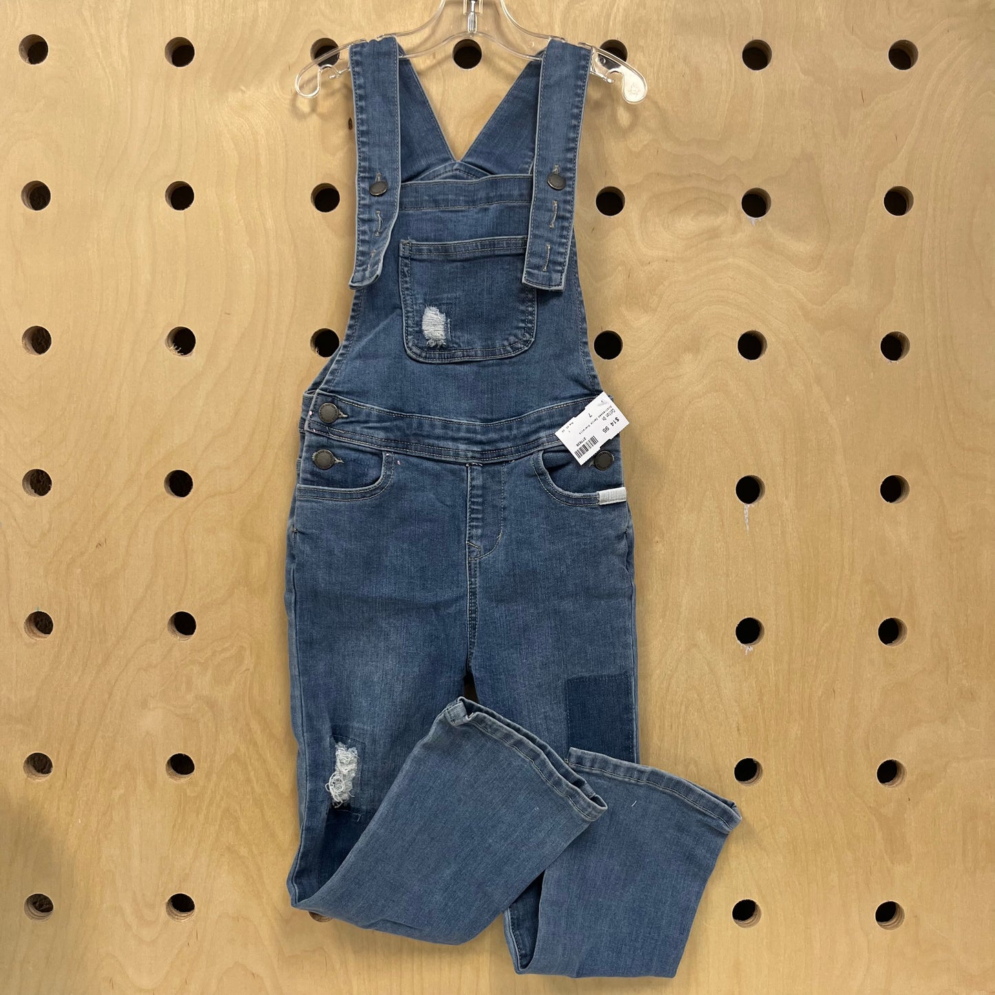 Distressed Denim Overalls