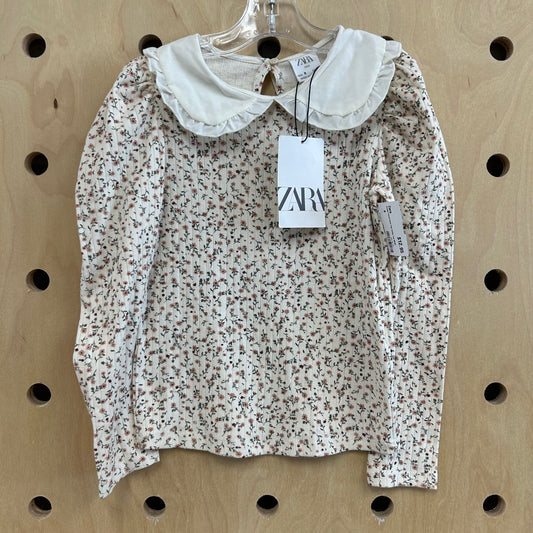 Cream Floral Peter Pan Collar Top NEW!