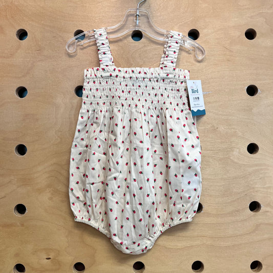 White Strawberry Bubble Romper NEW!!