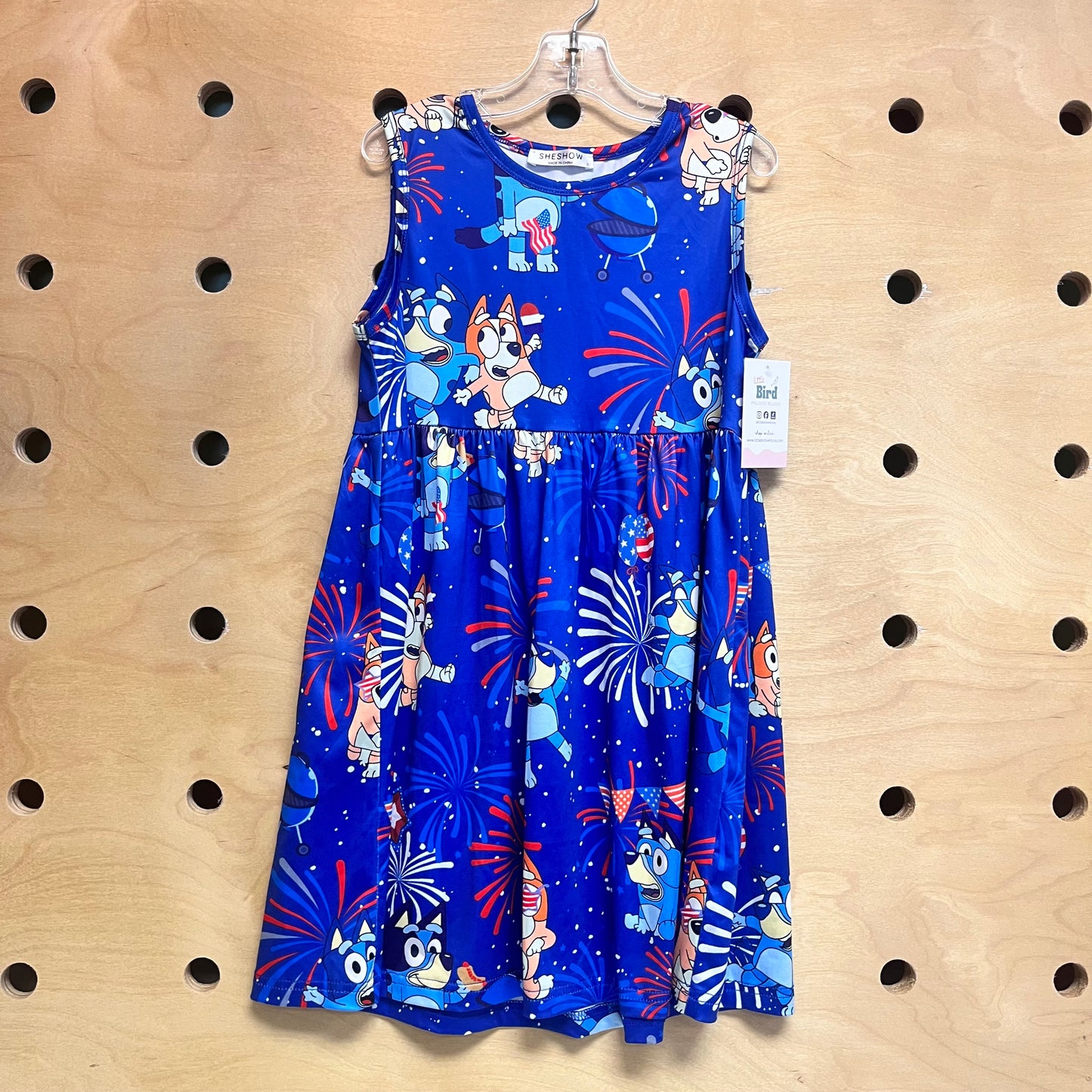 Blue Fireworks American Flag Bluey Dress