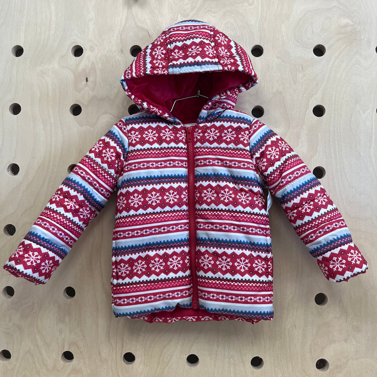 Red Snowflakes Puffer Jacket