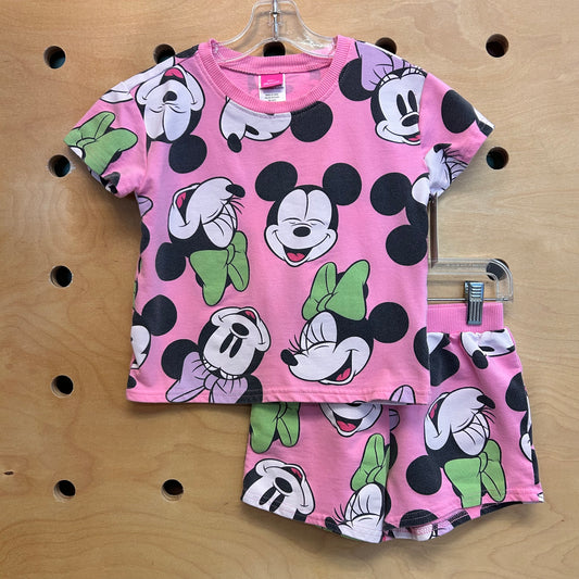 Pink Mickey French Terry Top & Shorts