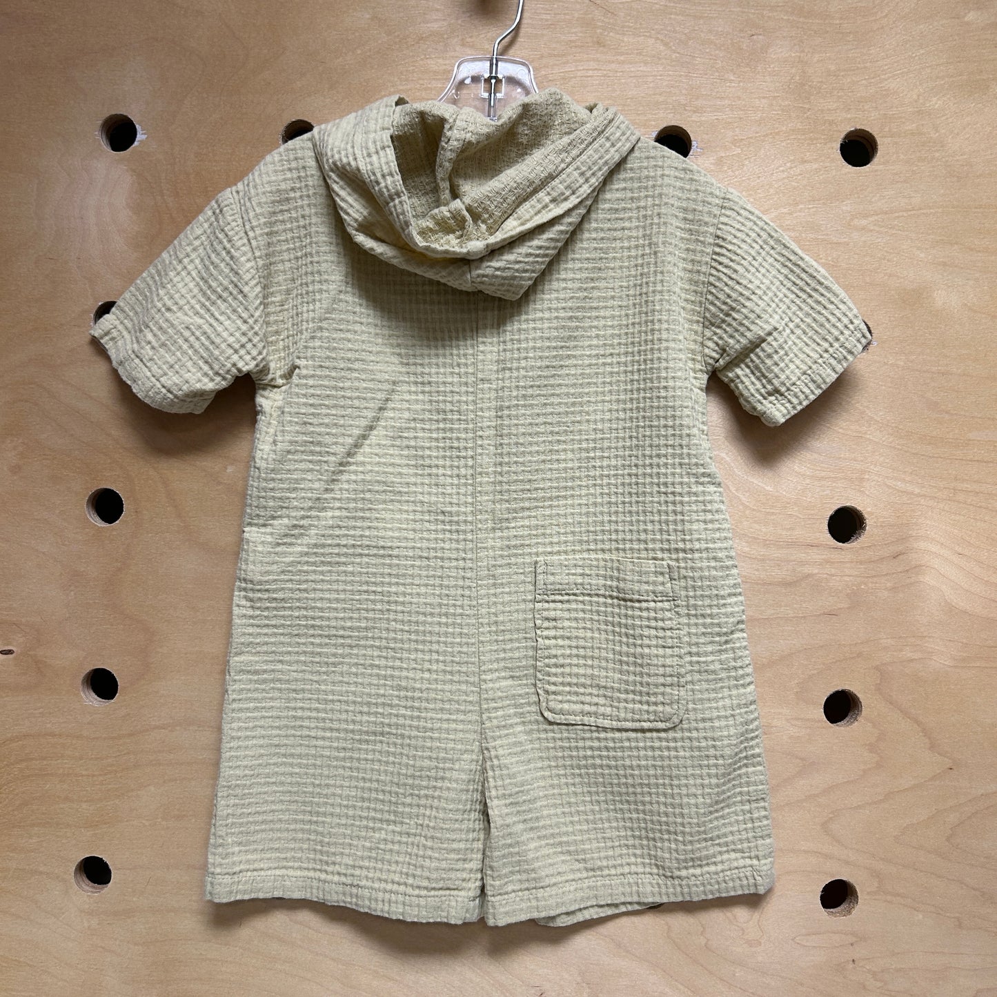 Yellow Waffle Knit Hooded Romper