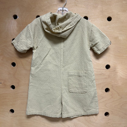 Yellow Waffle Knit Hooded Romper