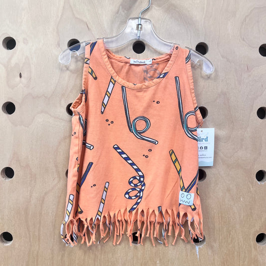 Orange Straws Fringe Tank