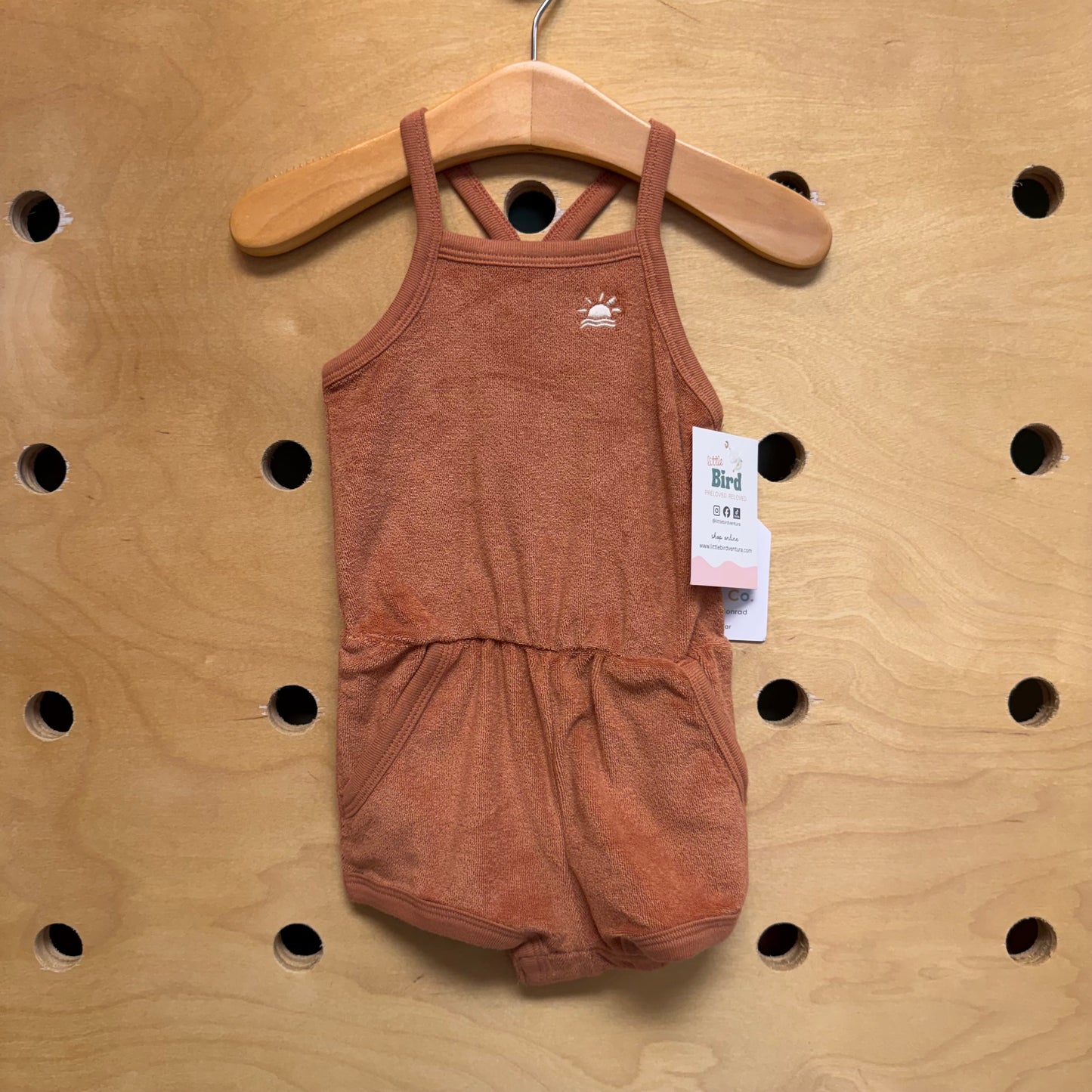 Brown Terry Embroider Sun Romper NEW!