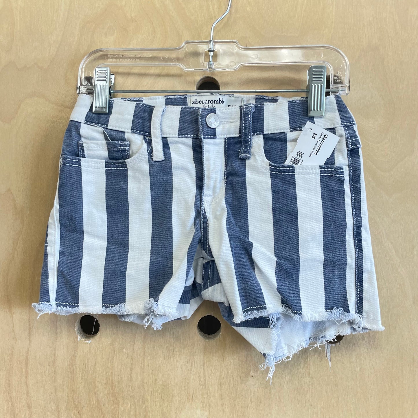 Striped Denim Midi Shorts