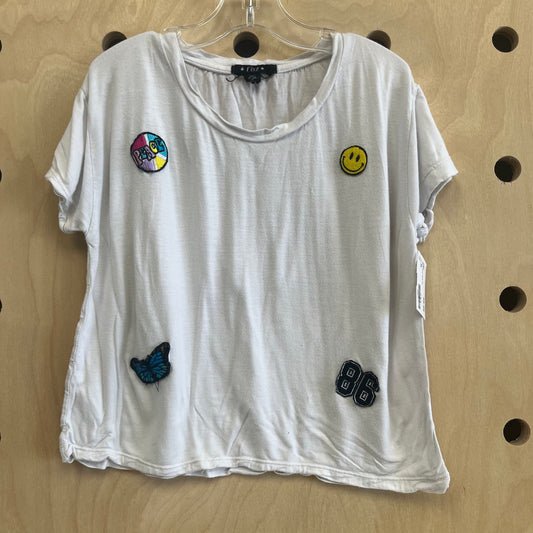 White Emoji Patch Top