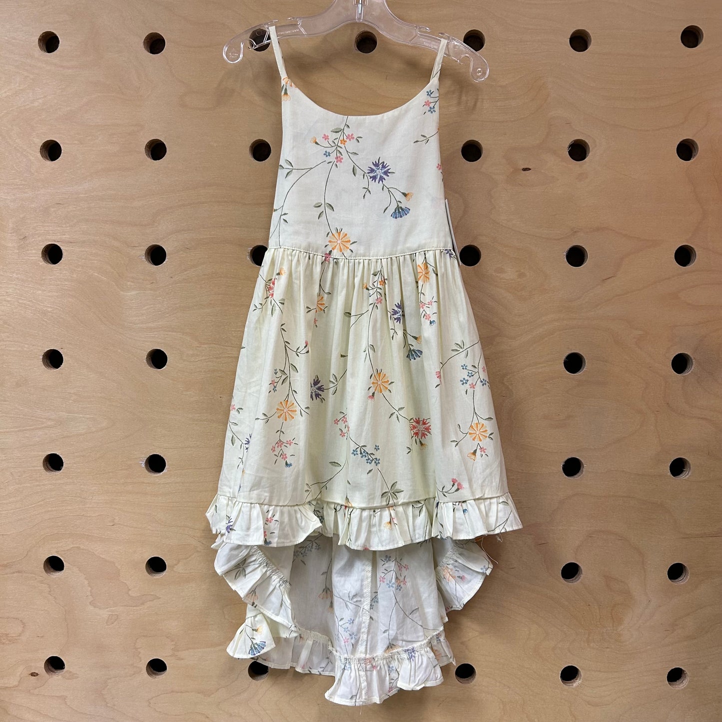 Yellow Floral High-Low Cotton Dress