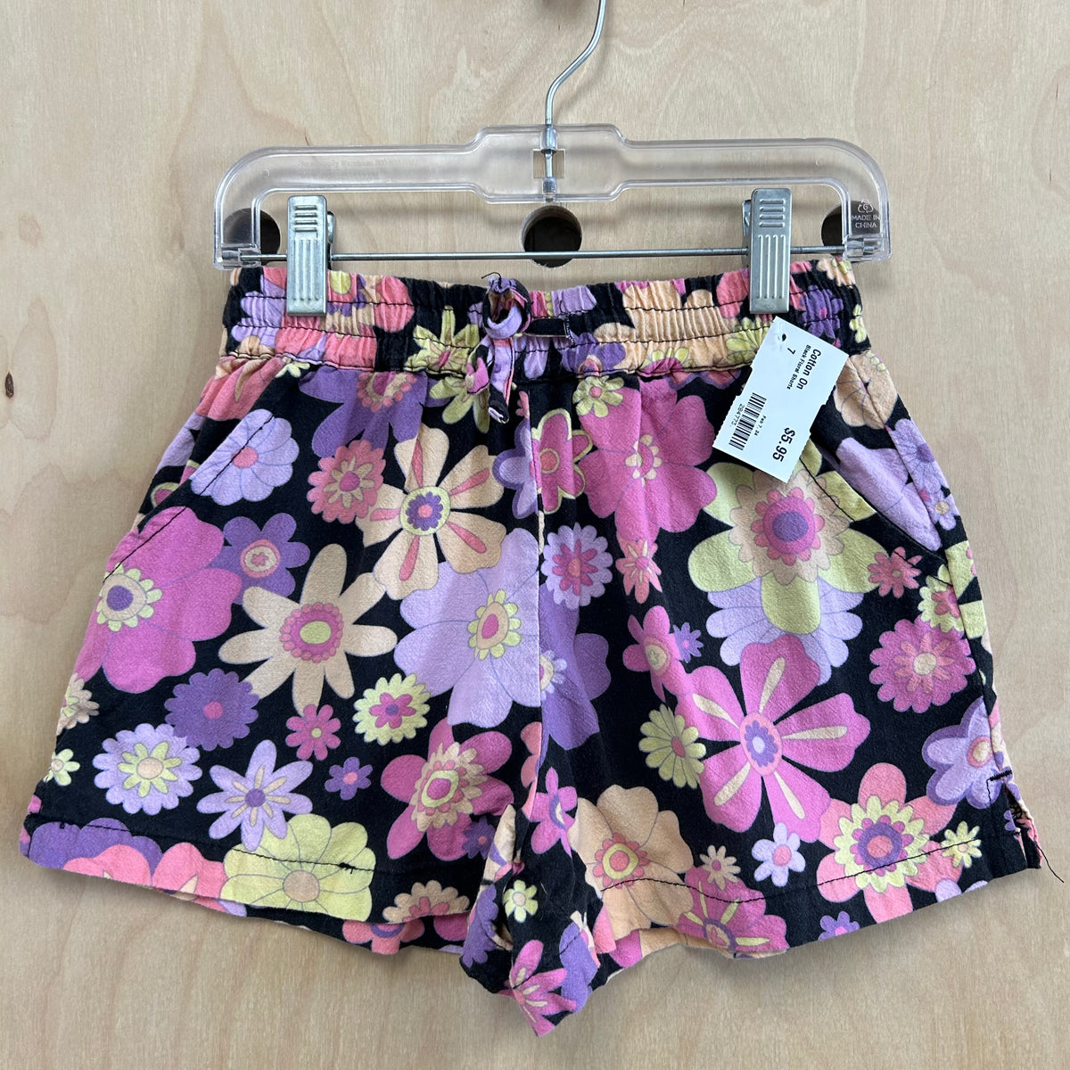 Black Floral Shorts