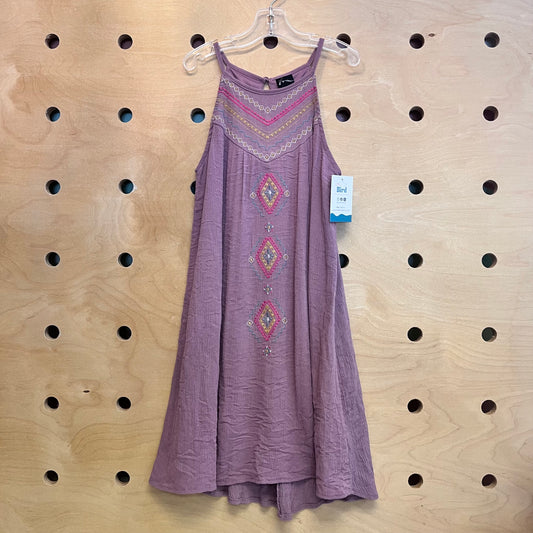 Dusty Purple Embroidered Gauze Dress