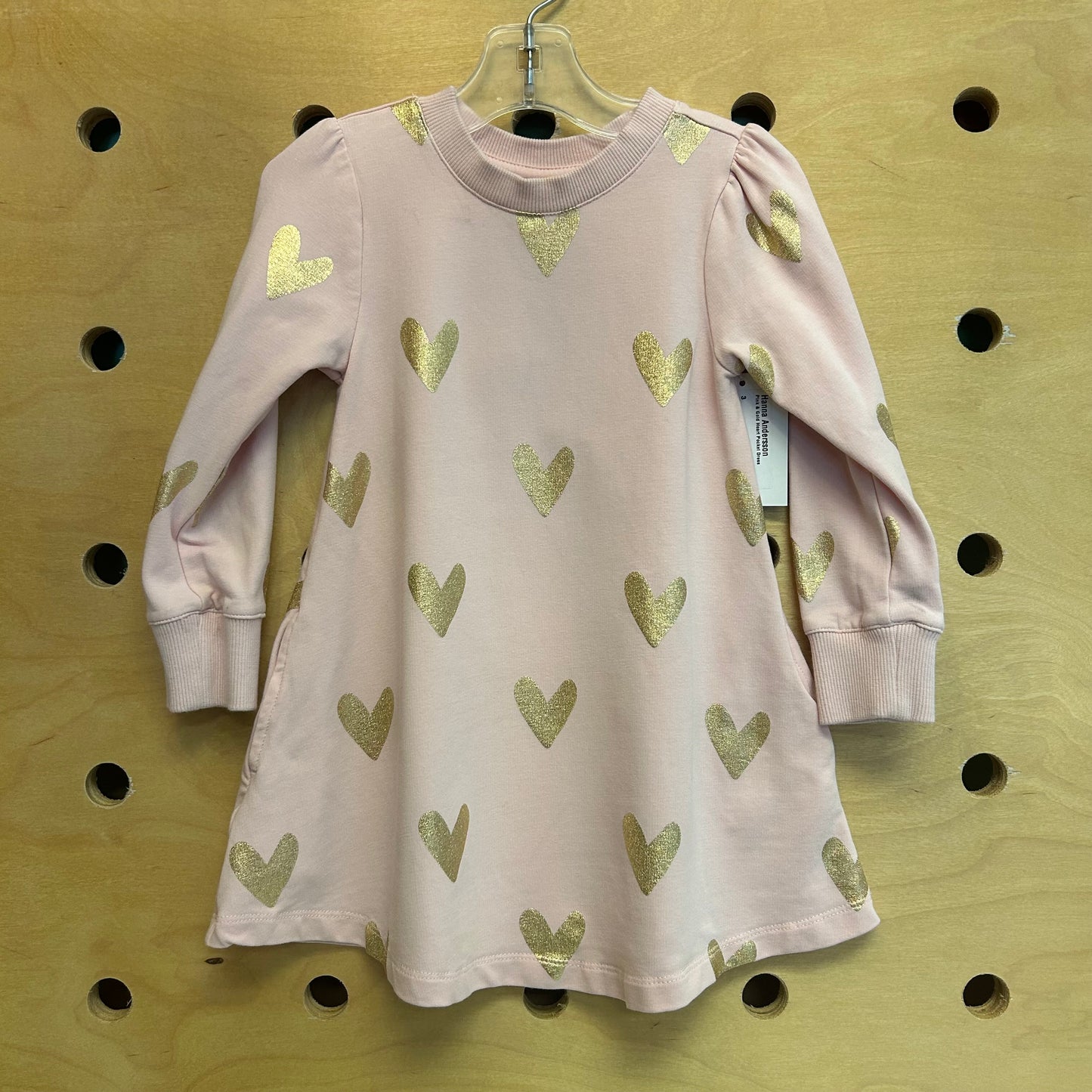 Pink & Gold Heart Pocket Dress