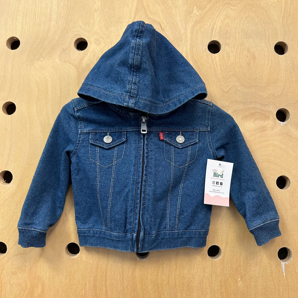 Stretch Denim Zip Hoodie