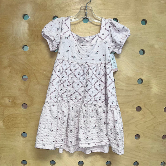 Pink Floral Textured Dress