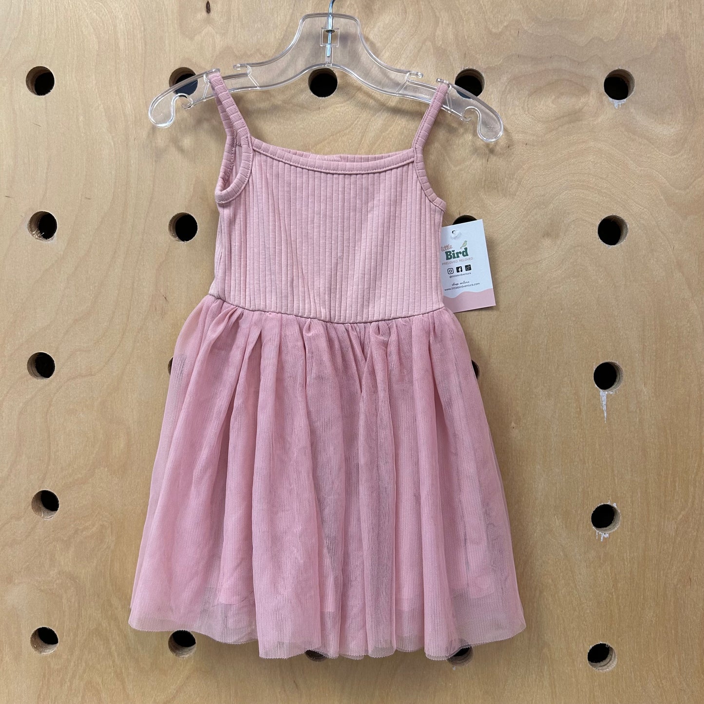 Pink Ribbed Tulle Dress