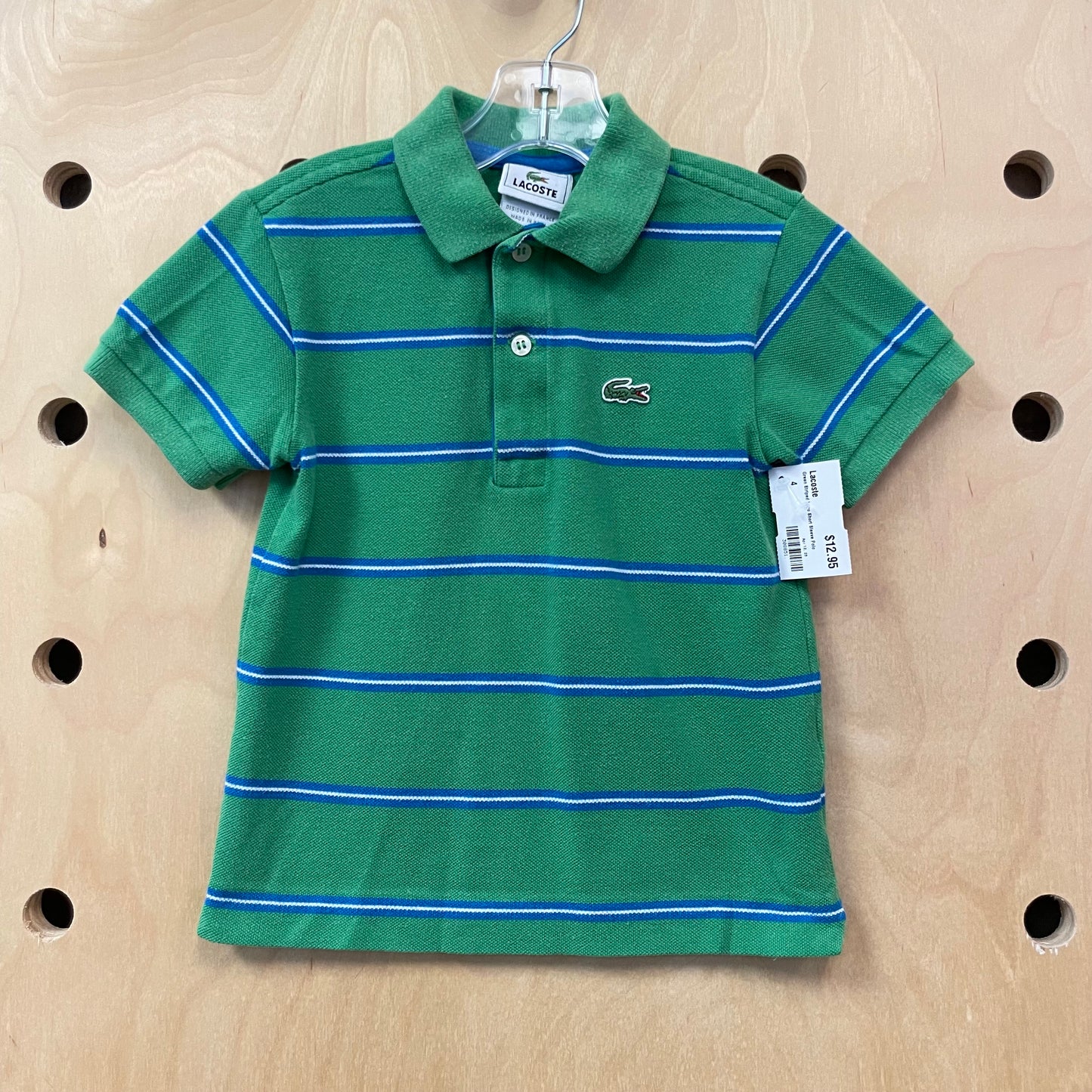 Green Striped Logo Short Sleeve Polo
