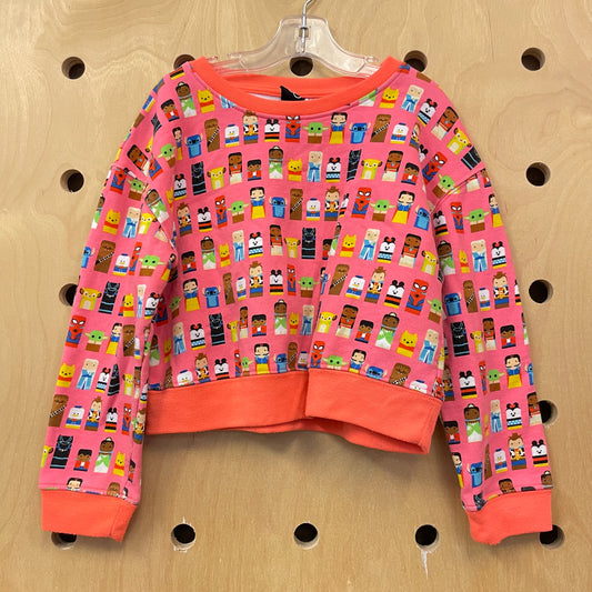 Bright Coral Characters Pullover