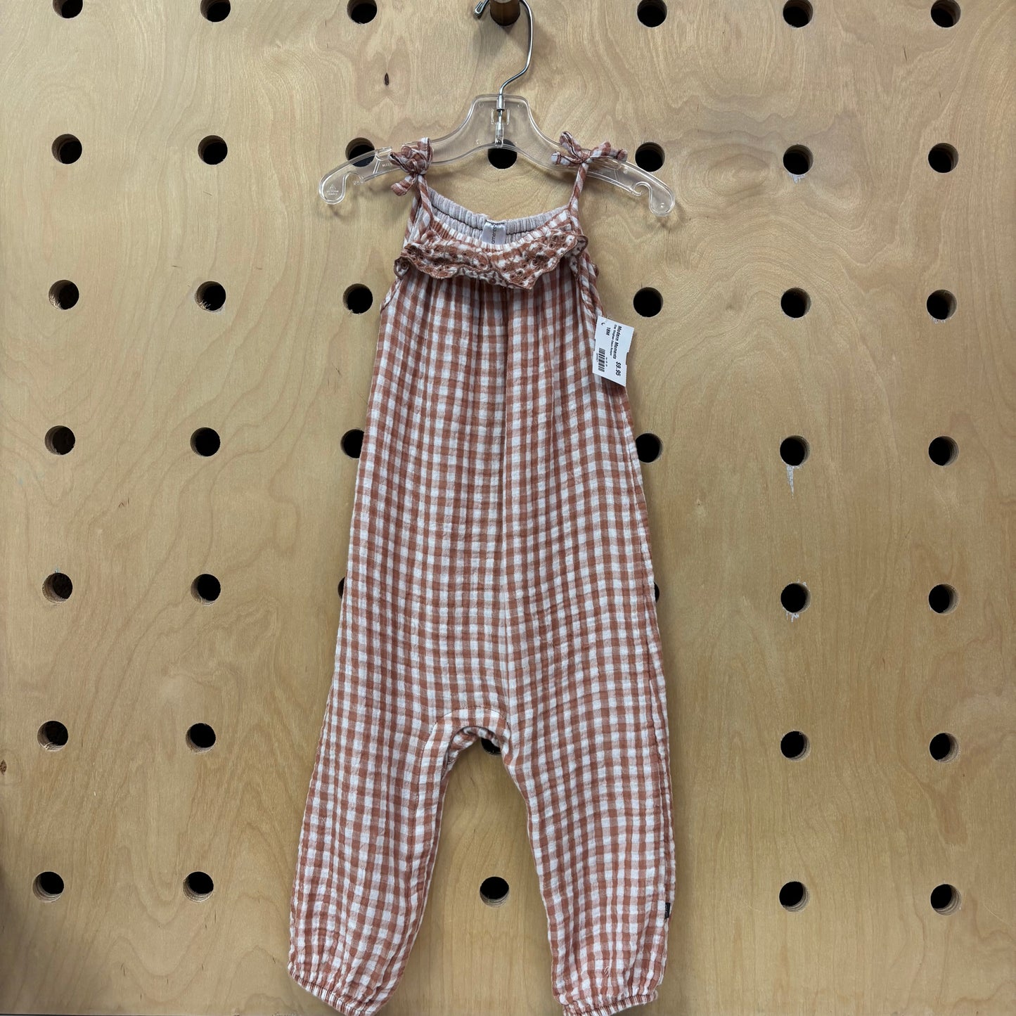 Clay Gingham Gauze Romper