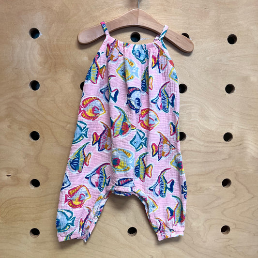 Pink Fish Gauze Romper