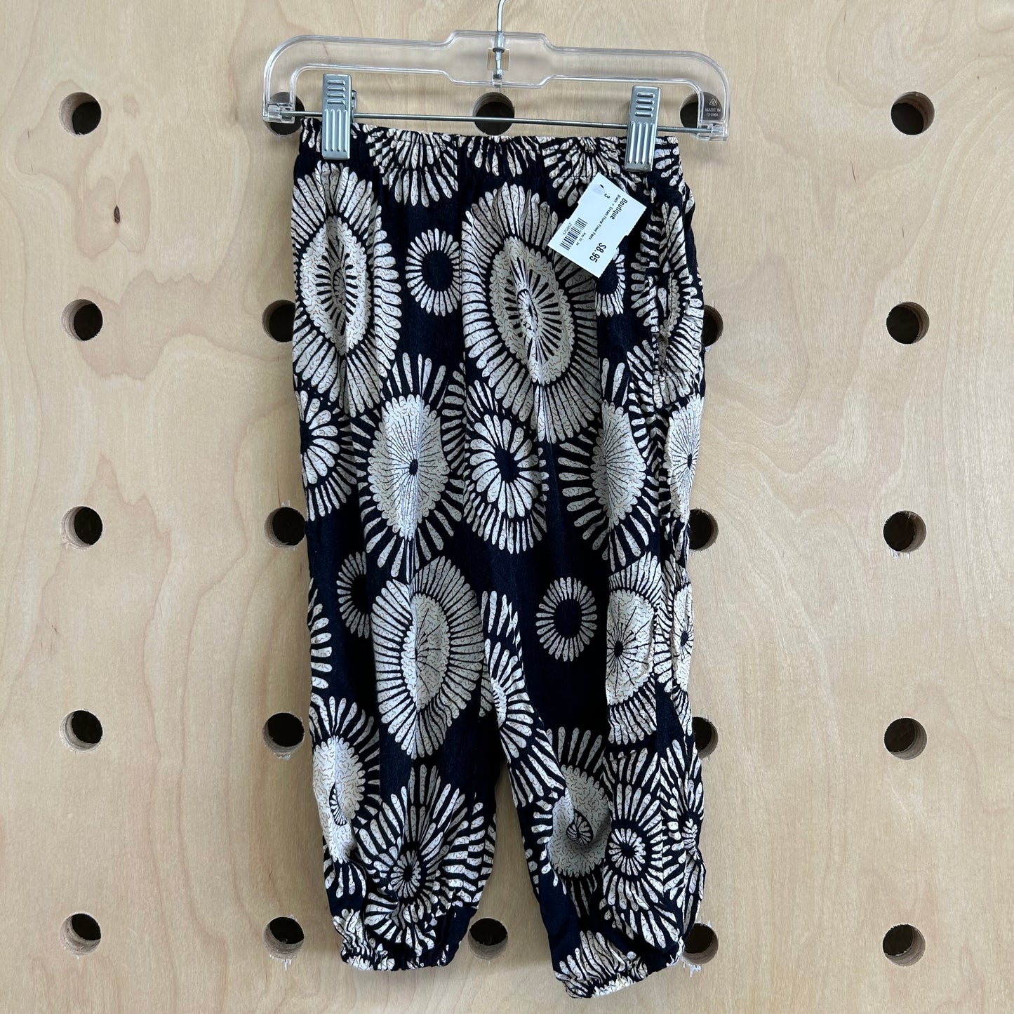 Black + Cream Floral Flowy Pants