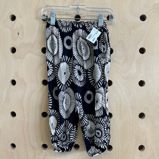 Black + Cream Floral Flowy Pants