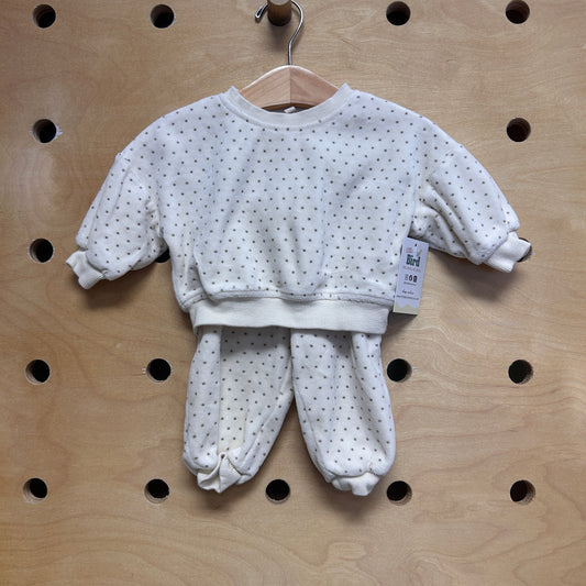 Cream/Grey Polka Dot Velour Outfit